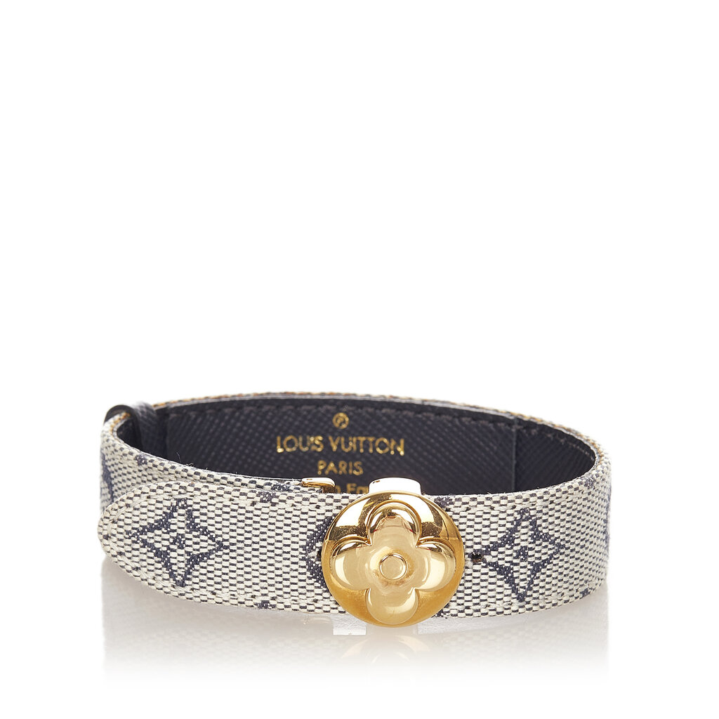 Louis Vuitton Gray Monogram Mini Lin Good Luck Bracelet Golden Grey Cloth  Metal Cloth ref.370119 - Joli Closet